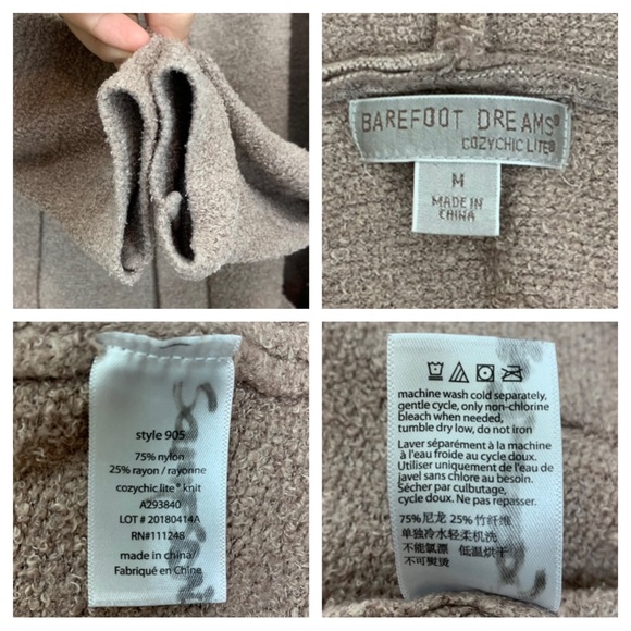 Barefoot Dreams Cozy Chic Lite Driftwood Hooded Resort Cardigan Taupe Brown - Picture 11 of 16